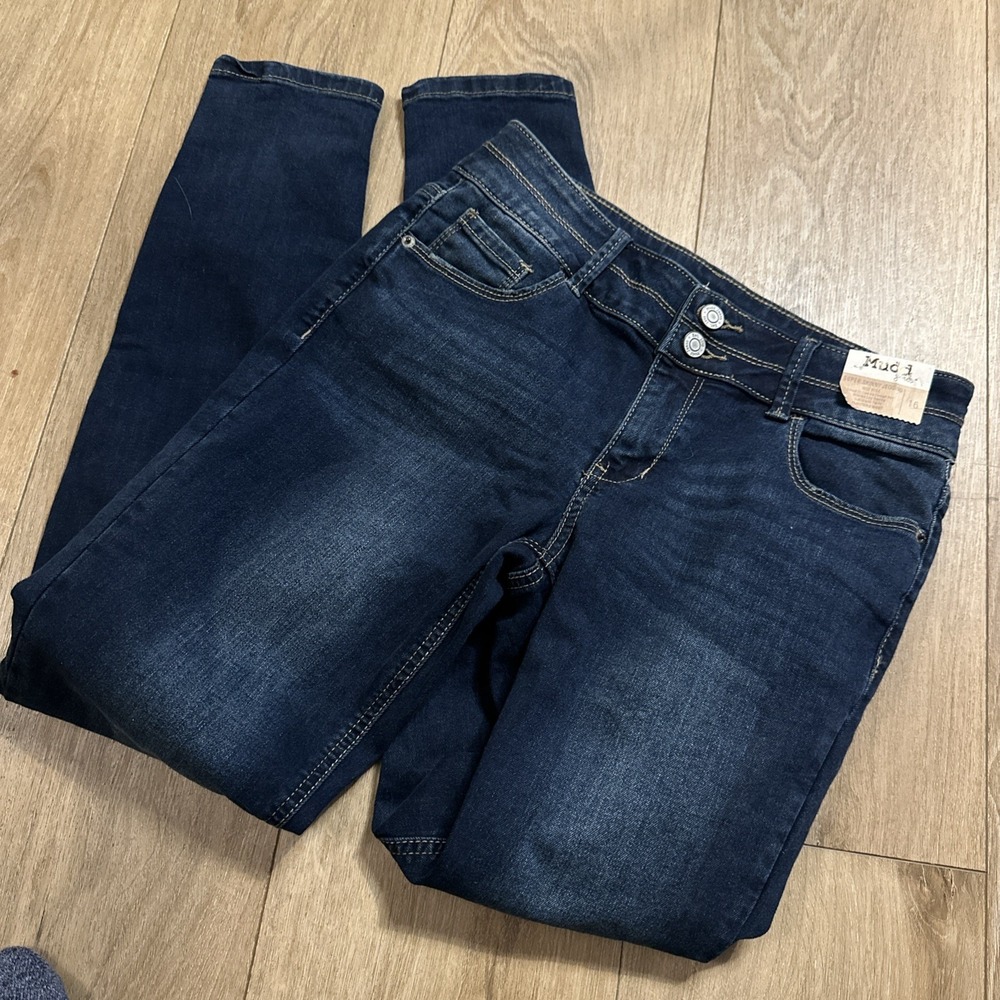 Mudd Girls Double Button Super Skinny Jegging Dark‎ Denim Stretch Size 16 NEW